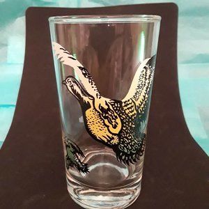 QUAIL - GAME BIRD GLASS - 12-OUNCE TUMBLER - MID CENTURY - 5-1/4" TALL
